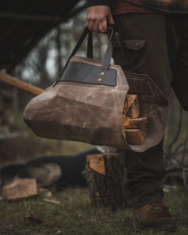 Waxed Canvas Log Carrier: The Kind of Tool You Keep by the Door